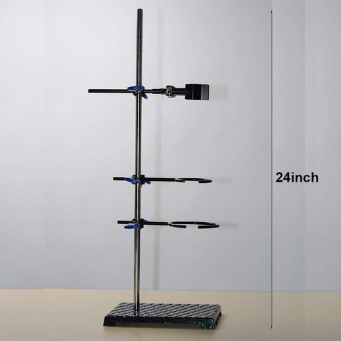 Heavy 24" Laboratory Stand Support, Metalware Ring Stand, Industrial Grade Retort Stand Set for Chemistry