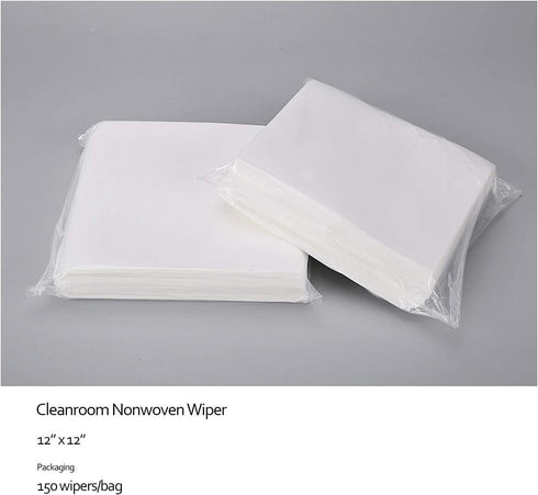 Cleanroom Wipes Nonwoven Wipers Cellulose/Polyester Blend 12" x 12" (Grade B, 56GSM, Bag of 150 Pcs) for Lab, Electronics, Pharmaceutical, Printing and Semiconductor Industries