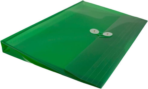 JAM PAPER Plastic Envelopes with Button & String Tie Closure, Legal Booklet Size, Green, 12/Pack