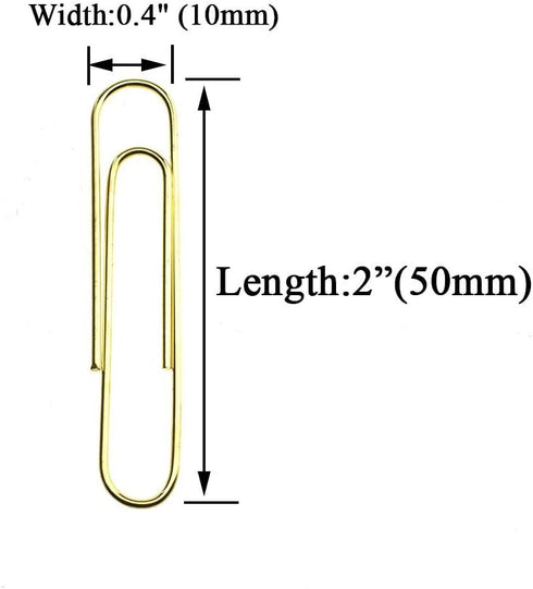HAHIYO Large Paper Clips, 70 Pack, 2 inches Length, Heavy Duty Tight Grip, Rust Proof Reusable Metal Bright Gold