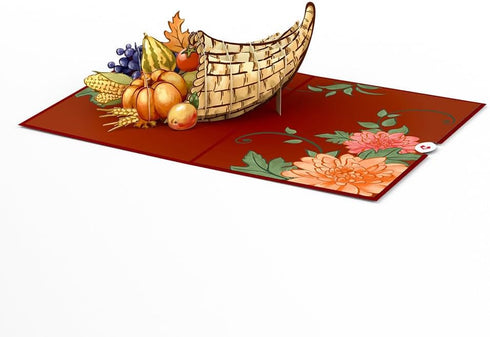 Lovepop Thanksgiving Pop-Up Card - 3D Holiday Greeting Card for Her and Him - Cornucopia 5" x 7"