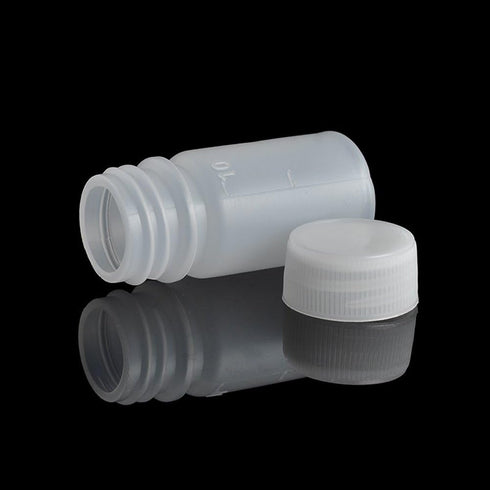 100Pcs 10ml PE Plastic Empty Small Mouth Graduated Lab Chemical Container, Reagent Bottle, Sample Sealing