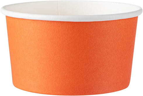 8-Ounce 50 Frozen Coppetta Dessert Cups, Disposable Ice Cream Cups - Lids Sold Separately, Sturdy, Orange Paper Yogurt