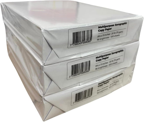 Generic 8.5 11 Inches, 20 lb, 96 500 3 Multipurpose Xenographic Copy Paper, x Brightness, Sheets Per Ream, Reams