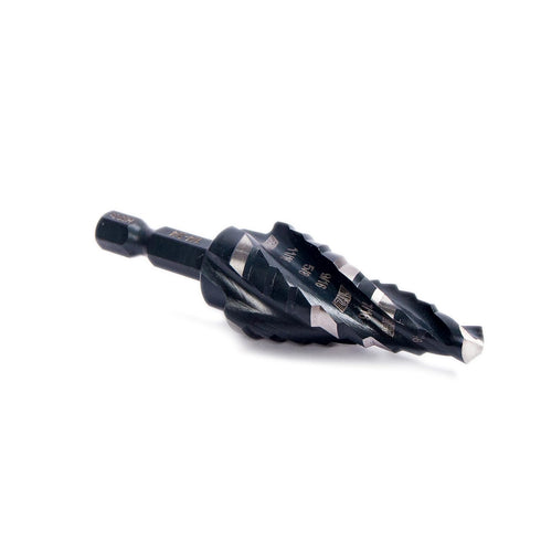Four Spiral Flute M35 Cobalt Step Drill Bit Set 1/4" - 3/4", Impact Ready for Metal, Stainless Steel, Aluminum