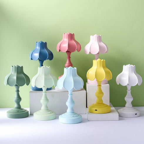 3 UKCOCO Lotus Table Lamp with USB Charging Port - Small Desk Lamp for Reading with Color Modes - Warm Light Nightstand