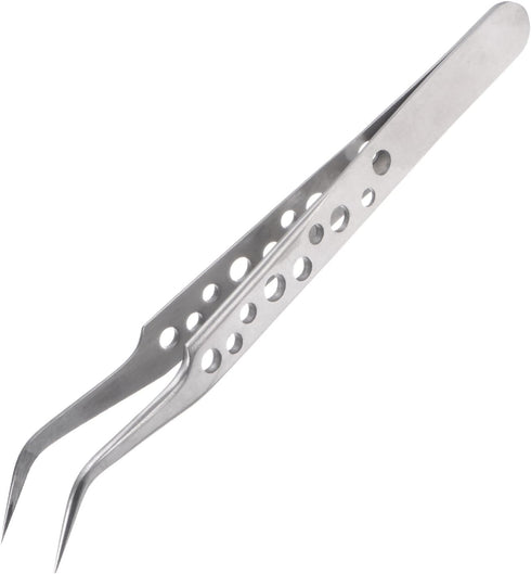 Precision Tweezers 122mm Elbow Pointed Hollow, Anti-slip Stainless Steel for Precision Parts Technology
