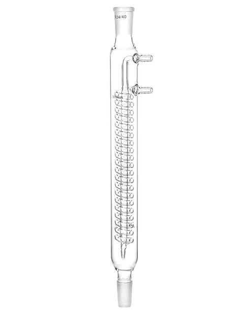 QWORK Glass Reflux Condenser 24/40 - Large Cooling Capacity, Borosilicate Glass, Organic Chemistry Lab Glassware, 175mm in Coil Length 390mm in Overall Height