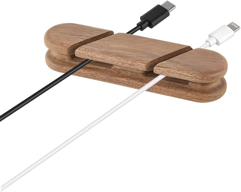 TFZUJDS Solid Walnut Cable Holder & Cord Organizer, Adhesive Cable Clips for Desk,