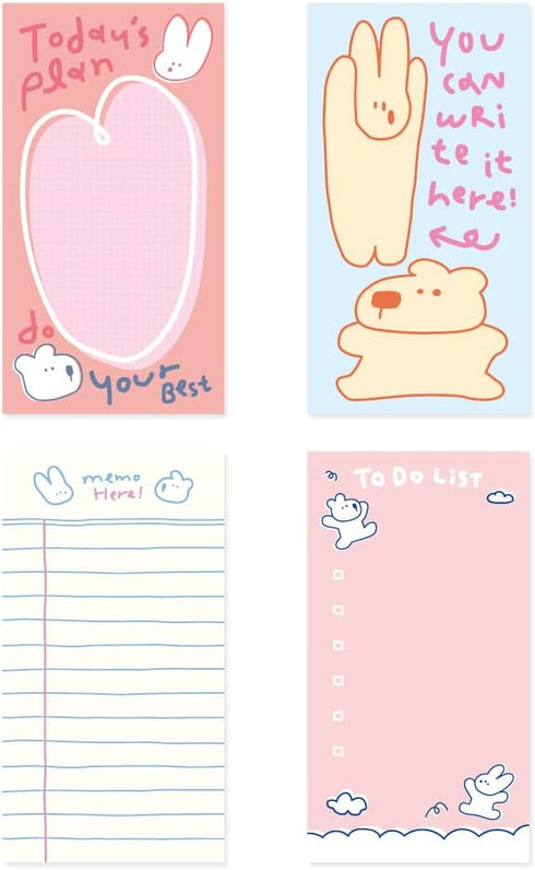 Monolike Memopad Happy and Lucky Petit Petit B SET, 4 Packs, 320 Sheets Total, Note Pads, Writing Pads