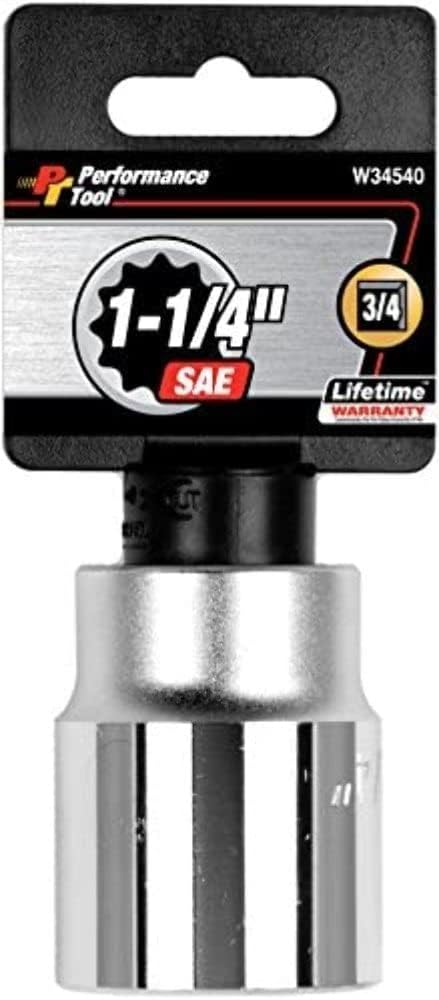 Performance Tool W34540 3/4-Inch Drive 12-Point SAE Standard Socket, 1-1/4-Inch by Performance Tool