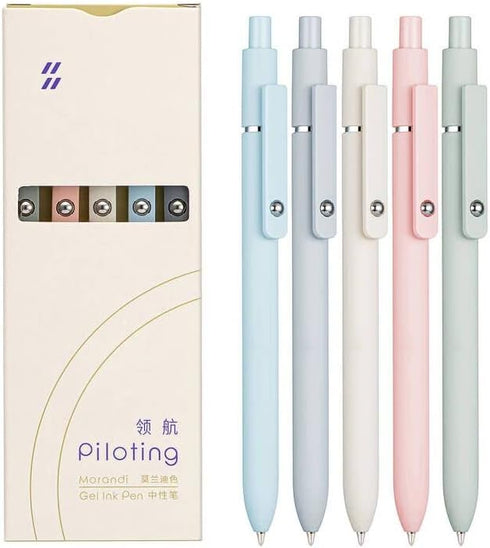 Lanxivi 5 Pcs Gel Pens, Quick Dry Ink, Black Refill, 0.5mm Fine Point Premium Retractable Pens