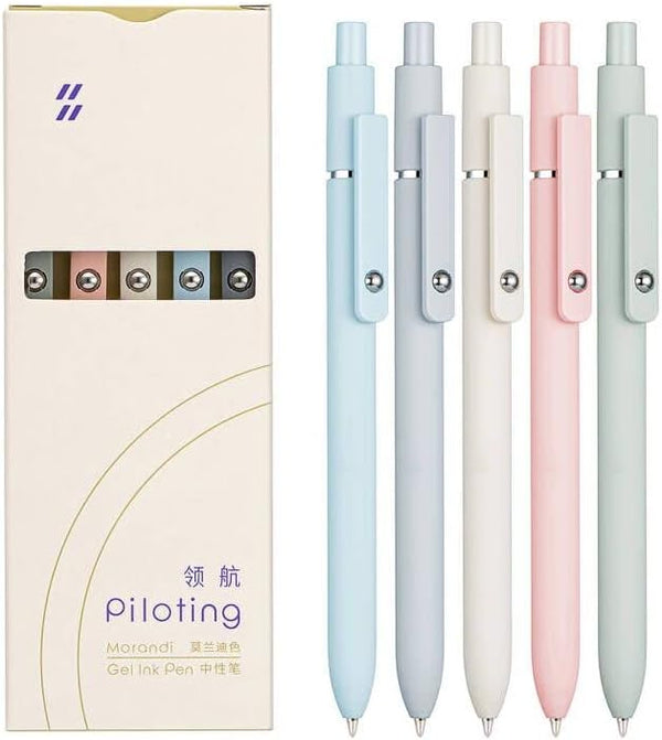 Lanxivi 5 Pcs Gel Pens, Quick Dry Ink, Black Refill, 0.5mm Fine Point Premium Retractable Pens