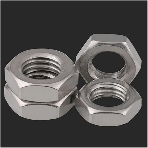 RWRAPS 5/10pcs M4 M5 M6 M8 M10 M12 M14 M16 M18 M20 304 Nut(10pcs,M18) Stainless Steel Thin Nuts Flat Tighting Hexagon