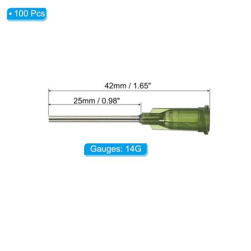 PATIKIL Blunt Tip Dispensing Needles, 100 Pcs 1 Inch 14G Industrial Liquid Dispenser Needle for Refilling Liquid