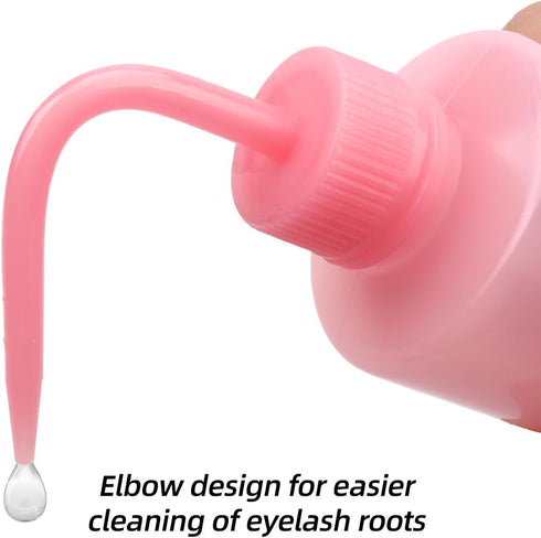 Tatoo Lash Squeeze Bottle, Safety Rinse Plastic Medical Lab Washing Bottle (2 Pink, 250ml)