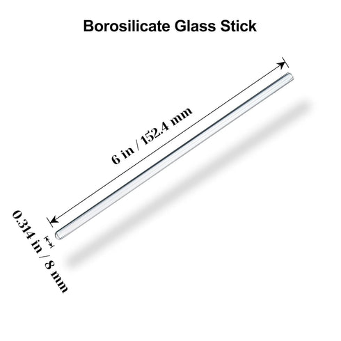 15 Pack Glass Stirring Rods: Diameter 0.314 inch Length 6 inch Glass Stir Sticks, Borosilicate Glass Stirring Rod for Mixing Lab