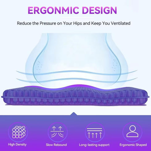 Tailbone Seat Cushion Gel for Office & Car TPE Gel Double-Thick Orthopedic Cooling Coccyx Pillow for Support & Outdoor