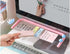 MEGREZ Acrylic Monitor Memo Board, Transparent Erasable Message Panel with Phone Stand & Ruler, White Office Desk