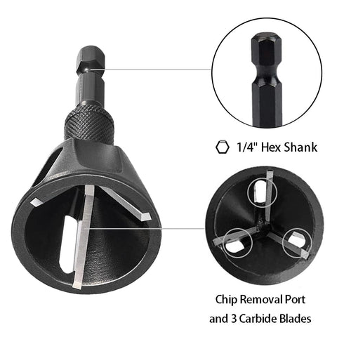 1/4" Hex Shank Deburring External Chamfer Tool, Tungsten Carbide Blade for Repairing Damaged Bolts