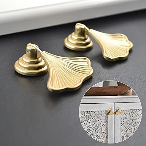 Generic Simple Leaf Furniture Hardware Drawer Cupboard Single Hole Handle Shoe Cabinet Bedside Table Fan-shaped Single