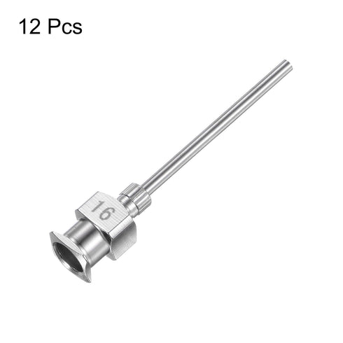 12pcs 16Gauge Stainless Steel Dispensing Needles, 1" All Metal Glue Needle Tube Blunt Tips for Thick Liquids