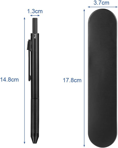 AUAUY 4 in 1 Multifunction Pen, Metal Cased Gravity Sensor Pen, 0.5mm 3 Color Ballpoint & Mechanical Pencil with Case