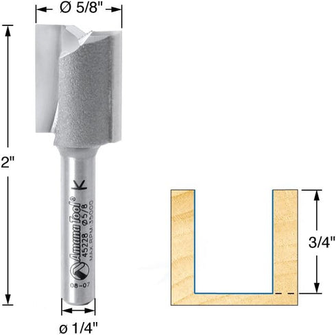 Amana Tool 45228 Carbide Tipped Straight Plunge, High Production 5/8 Dia x 3/4 x 1/4"