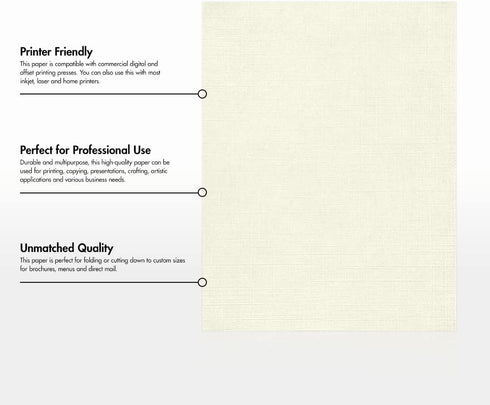 LUXPaper 8.5" x 11" Classic Linen Paper | Letter Size | 70lb. Text | Natural White | 50 Qty