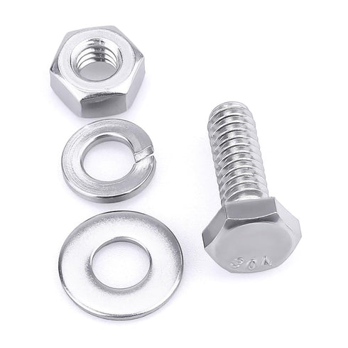 1/4-20 x 3/4" Stainless Steel Hex Bolts Screws with Nuts and Washers, 304 SS 18-8, 10 Sets
