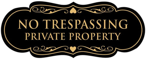 Signs ByLITA No Trespassing Private Property Wall Sign, Security Sign for Property (Black/Gold) - Small (1 Pack)