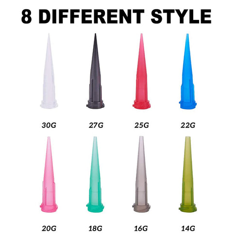 Industrial Blunt Plastic Tapered Tip Dispensing Fill Needle 18Ga Green, 100PCS
