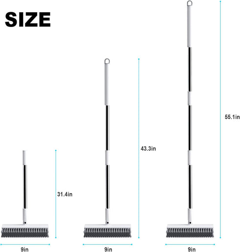 Floor Scrub Brush with Long Handle, Heavy-Duty Stiff Bristles, V-Shape Floor Scrubber Brush for Tile, Concrete & Grout