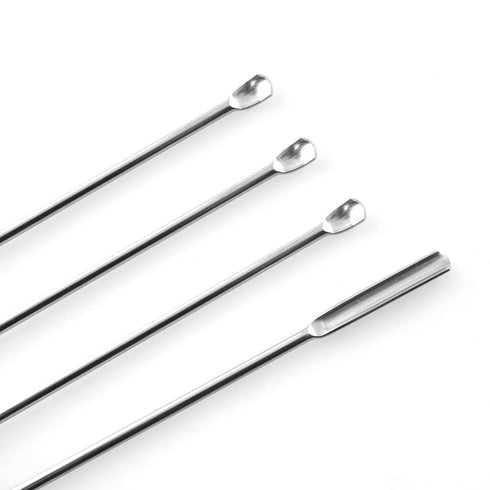 1 Set of 3 Pcs Stainless Steel Double Ended Micro Lab Scoop Spoon, Half Rounded and Flat End Spatula Sampler