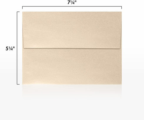 LUXPaper A7 Invitation Envelopes | 5 1/4" x 7 1/4" | 50 Qty | Peel & Press | Taupe Metallic | 80lb. Text