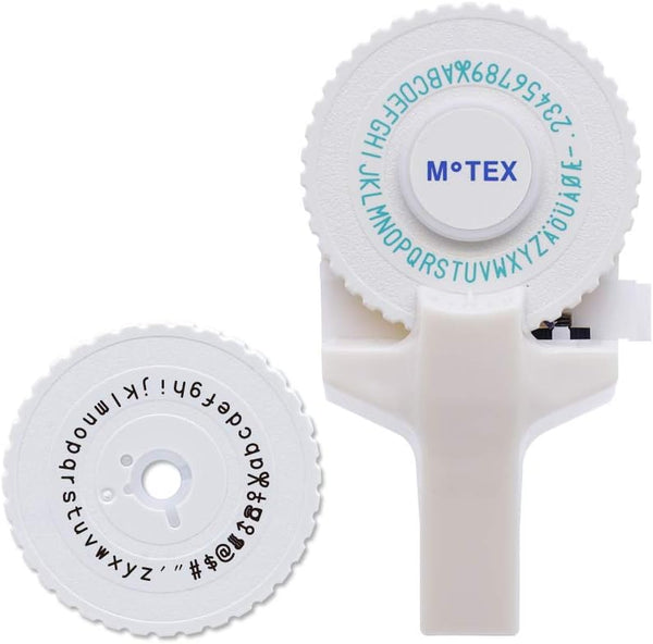 Motex Embossing Label Maker - Old School Labeling Tool for Manual Label Embossing -E-101 (2 Wheels, White)