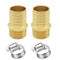 JoyTube 2 Pcs Hose Barb Fittings - 1" Barb to 1" NPT Male Thread Brass Metals Adapter Connector with Hose Clamp