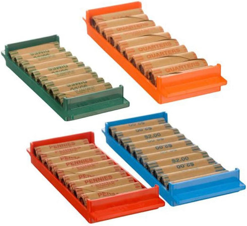 BankSupplies Plastic Rolled Coin Storage Trays Penny Nickel Dime Quarter Coin Tray
