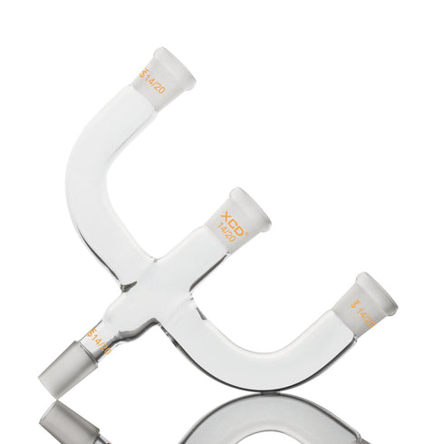 XCD Borosilicate Glass 4-Way Claisen Adapter with 14/20 Joints for Laboratory Distillation