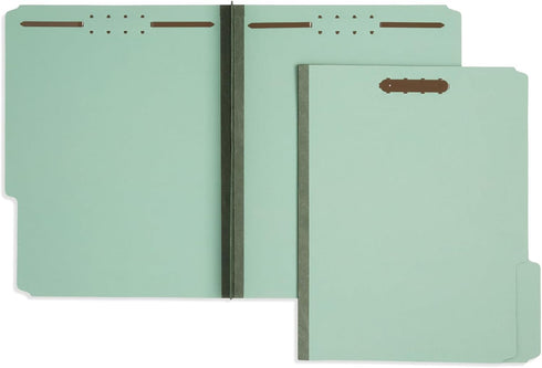 Blue Summit Fastener Folder, 2” Expansion, Letter Size, Gray/Green, 25 Pack