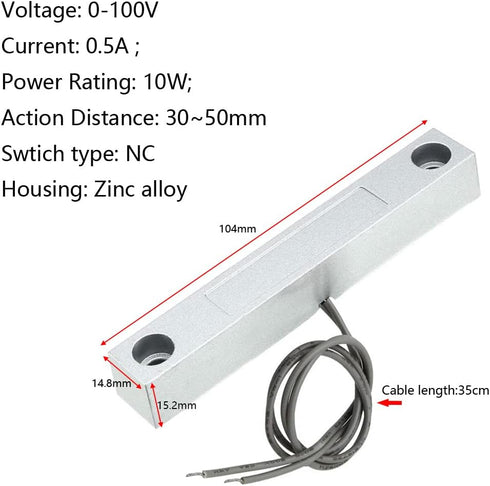 Home Security Wired Magnetic Reed Switch MC-58 Alarm Sensor with 2 Wires for N.C. Applications