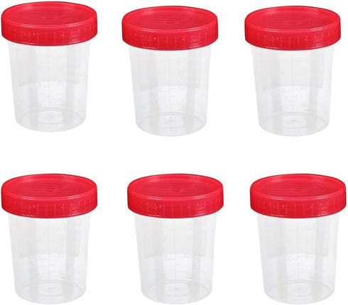 NentMent 6 Pack Specimen Cups Disposable Urine Collection Containers with Leak Proof Lids