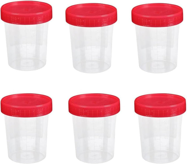 NentMent 6 Pack Specimen Cups Disposable Urine Collection Containers with Leak Proof Lids