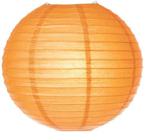 Cultural Intrigue Luna Bazaar Paper Lantern (6-inch Parallel Style Ribbed Light Orange, Set of