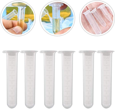 200PCS 10ml Microcentrifuge Tubes, Clear Round with Attached Lid, Plastic Lab Snap Tubes, Clear Graduation