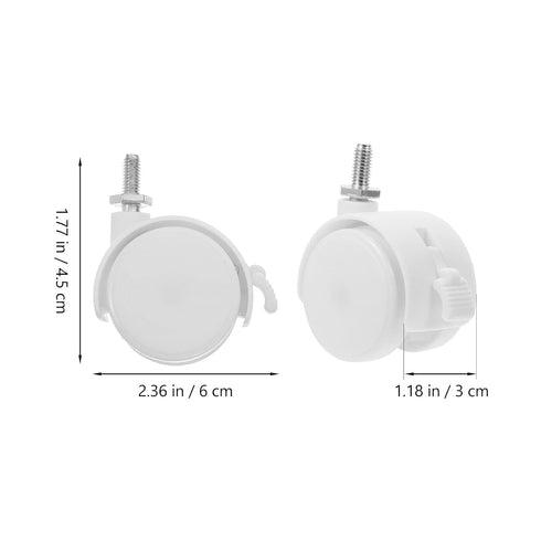 RUNROTOO 4pcs 1.5-inch Swivel Office Chair Wheels Replacement with Brake, White Threaded Stem Casters for Furniture