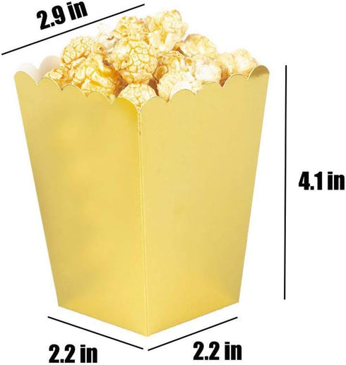 Gold Popcorn Boxes Mini Pack of 24, Paper Container for Birthday Party, Graduation, Wedding, Movie Night