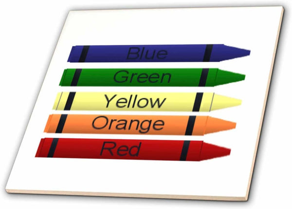 3dRose Five Crayons 8 Inch Ceramic Tile