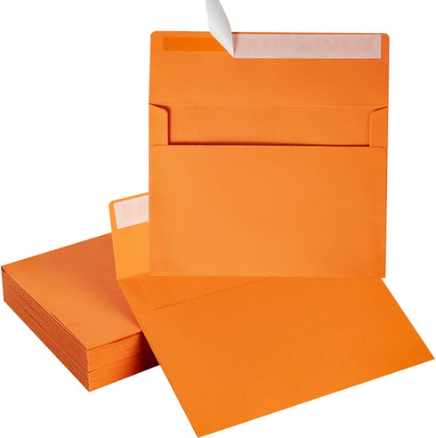 Wishop 100 Pack Dark Orange A7 Envelopes, Self-Adhesive 5x7 for Invitations, 5x7 Greeting Cards, 5.24 x 7.21 Inches