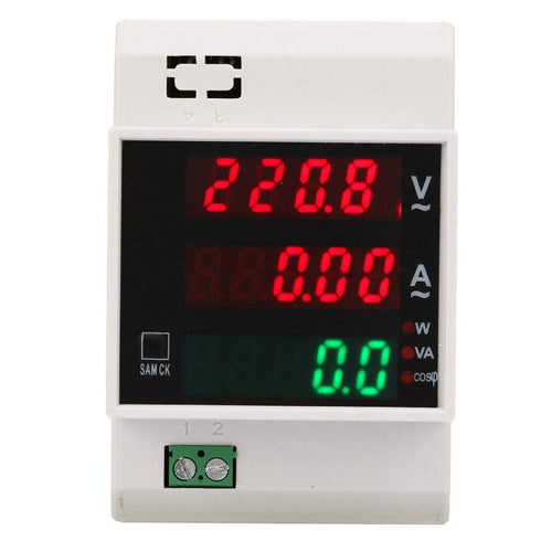 Power Meter Voltmeter Ammeter, Multi-Functional Digital Din Rail Tester for Voltage Current Power Measurement